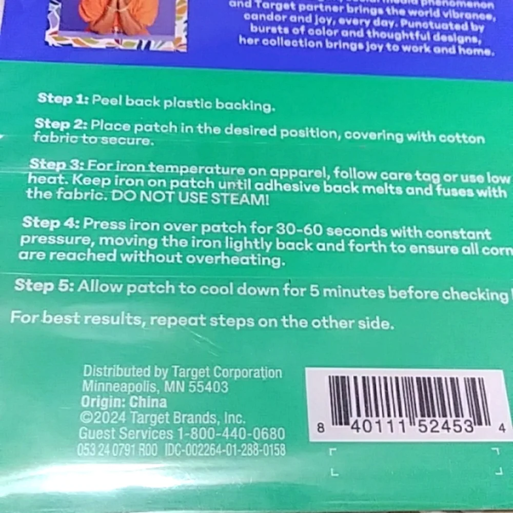 Retired Tabitha Brown Iron-On Patches, set of two, new items from Target